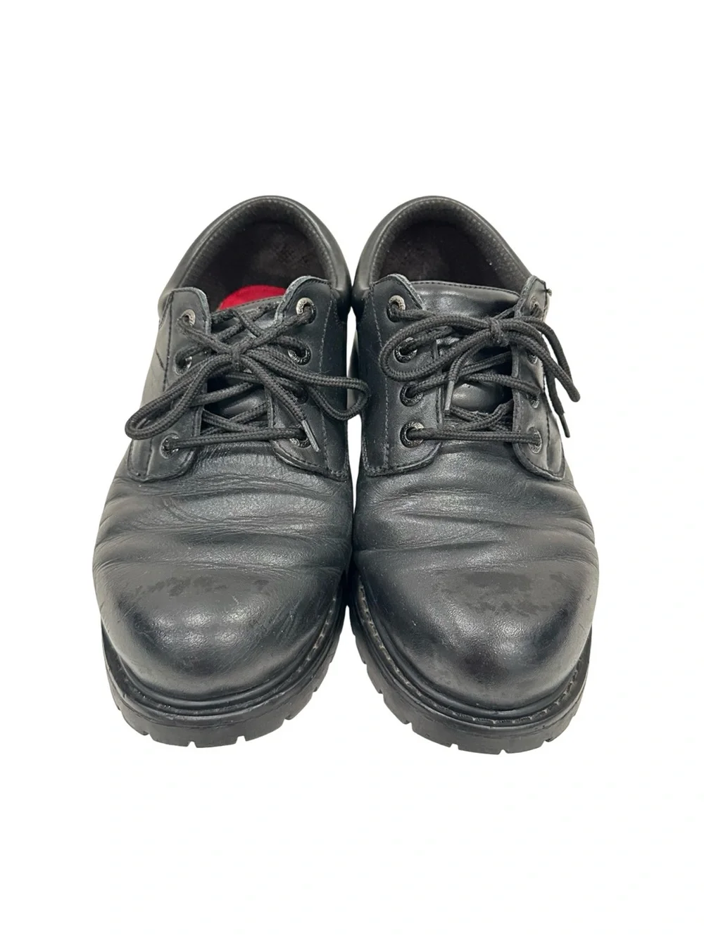 Skechers Work Relaxed Fit Slip Resistant Black Leather Shoes 9.5 Wide Width